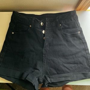 Shein High waisted black jean shorts